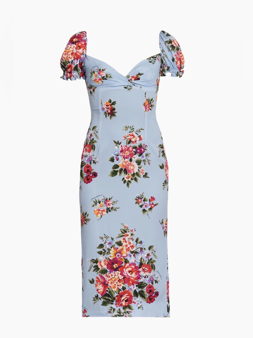 Dolce&Gabbana Floral Stretch Silk Sheath Midi-Dress